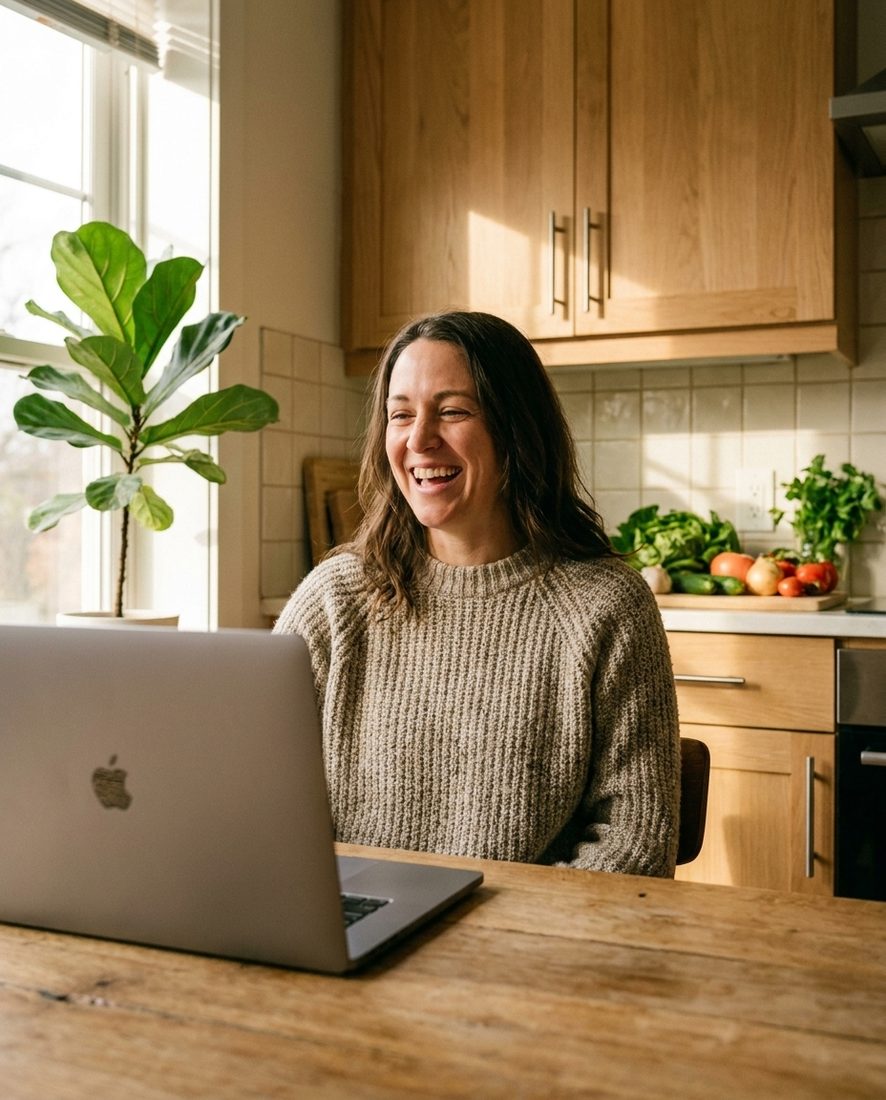 A patient on a video visit at home